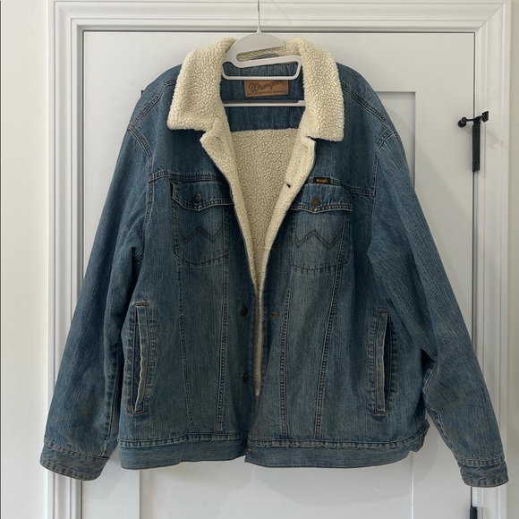 Wrangler Other - VTG 80s Wrangler Western M-159 Sherpa Lined Denim Jacket Corduroy Wrist Size XXL